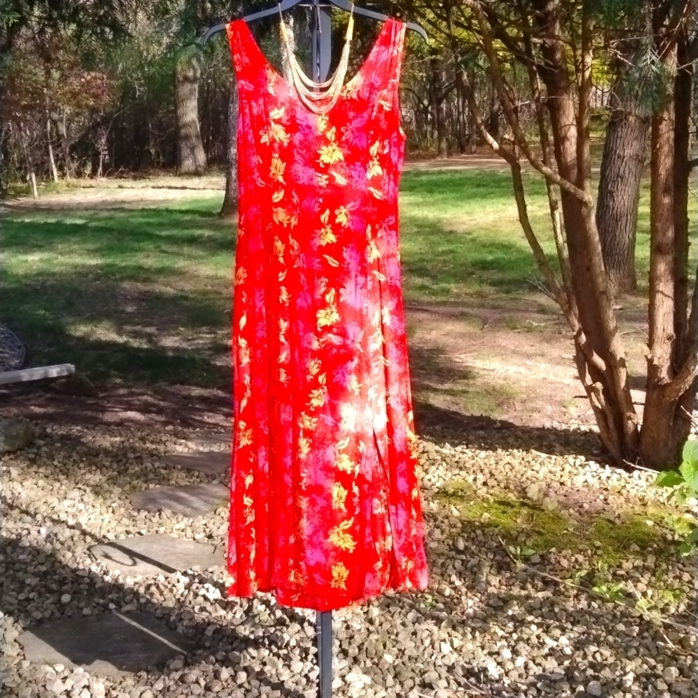 Bali Moon 100% Rayon Maxi Dress~made in Indonesia size Medium